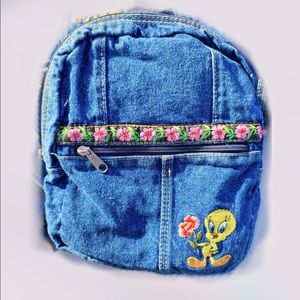 Deadstock Vtg Denim Tweety Backpack Looney Toons